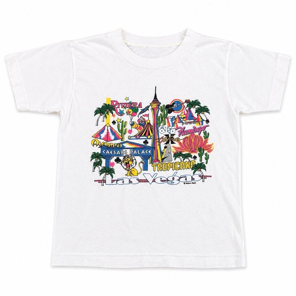 Vintage Las Vegas Souvenir Kids Shirt Cotton Size S 6-8 Tropicana Flamingo